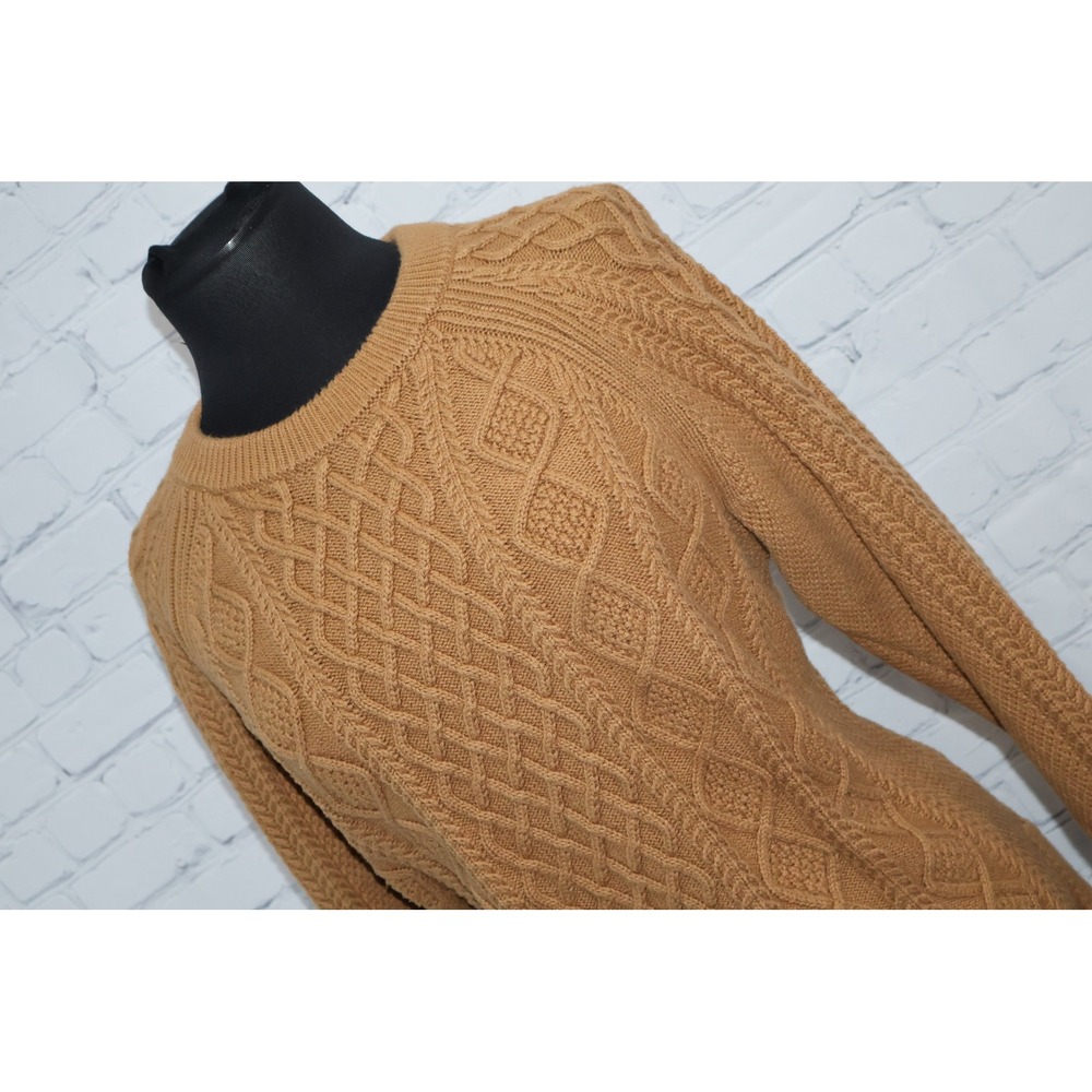 Banana Republic Sweater Women Large Brown Cable Knit Cotton Crew Neck